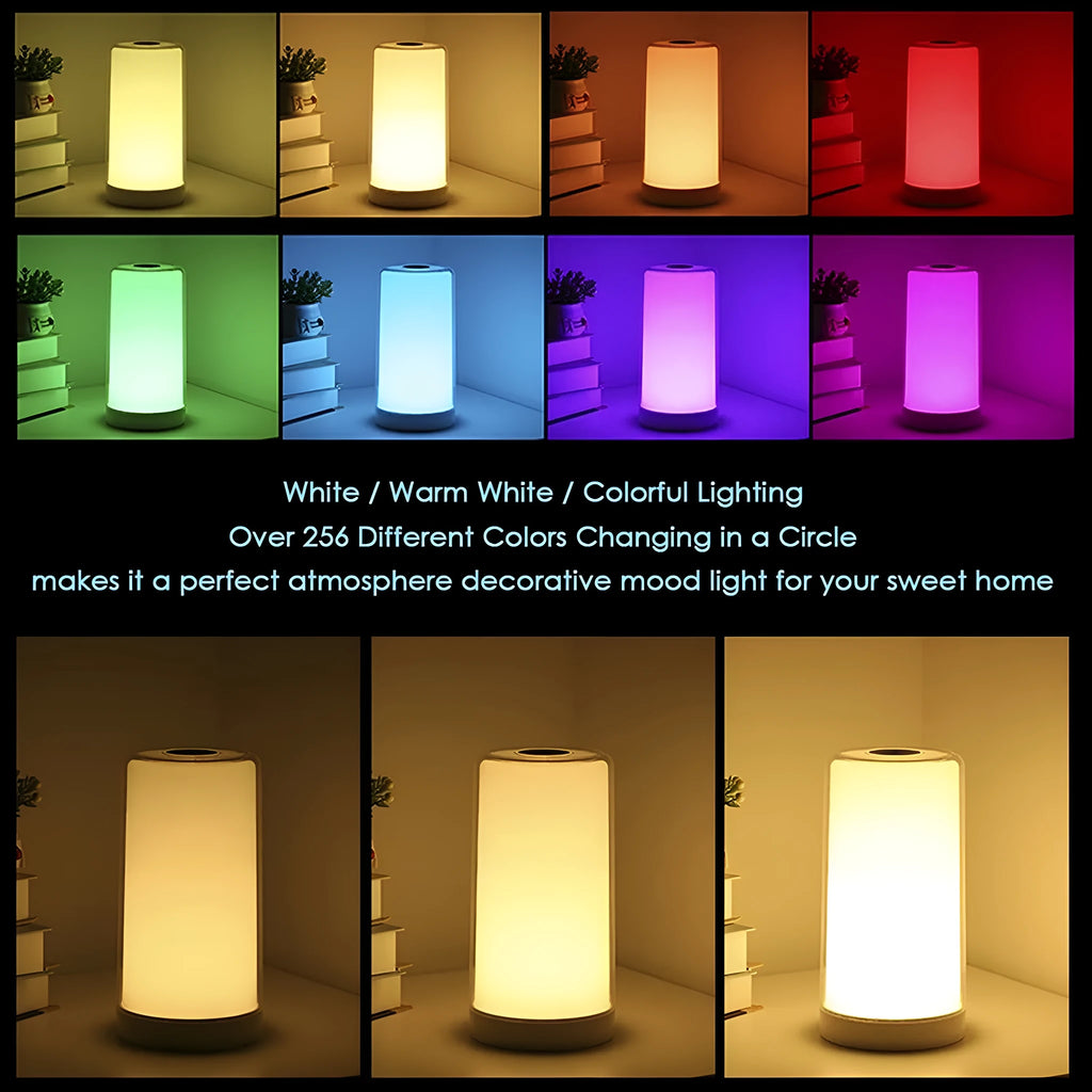 Smart touch sensing LED table lamp with acrylic lampshade, compact 125mm square base, USB powered, modern simple style