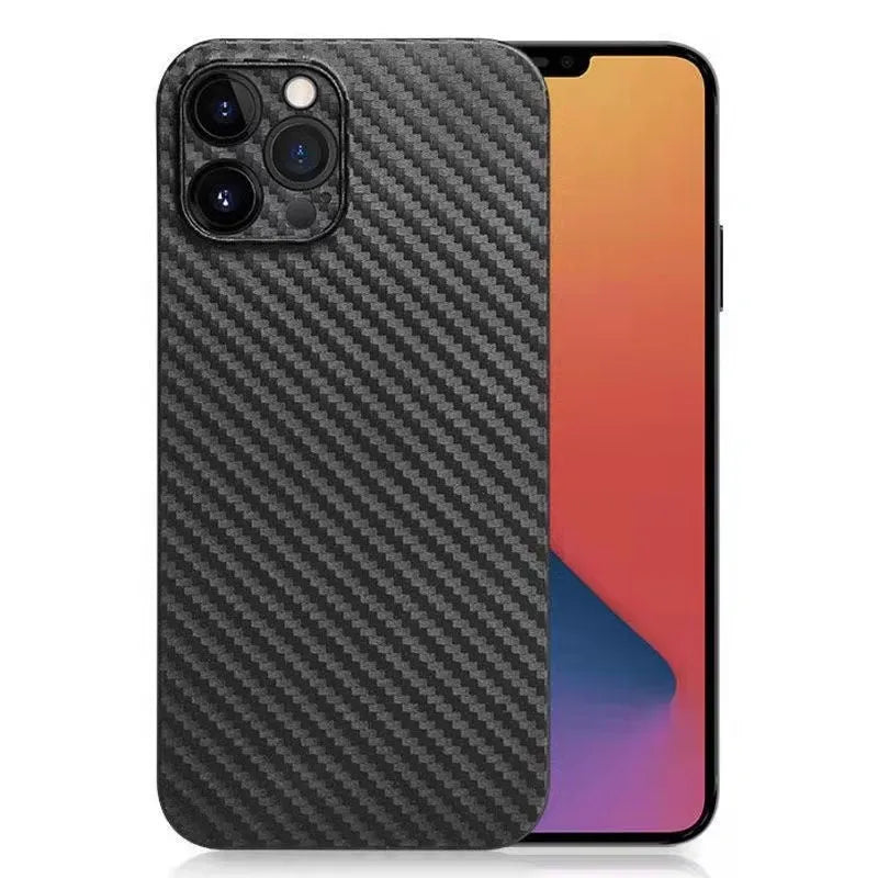 Black carbon fiber pattern ultra-thin PP hard shell phone case for iPhone, anti-fingerprint finish