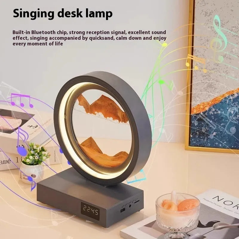 Quicksand painting clock night lamp with wireless charger and three-colour LED, available in multiple sand and frame colours