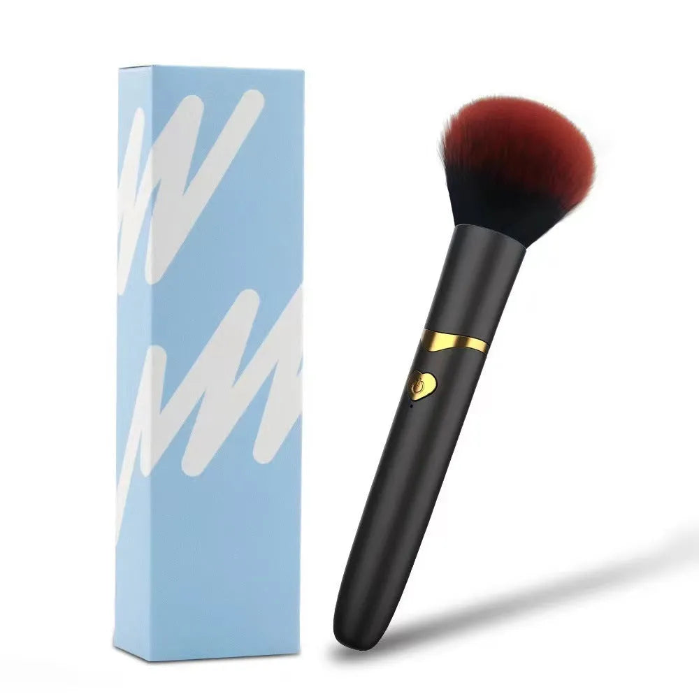 Shock makeup brush with button control and ABS plastic body in black, green, or gold