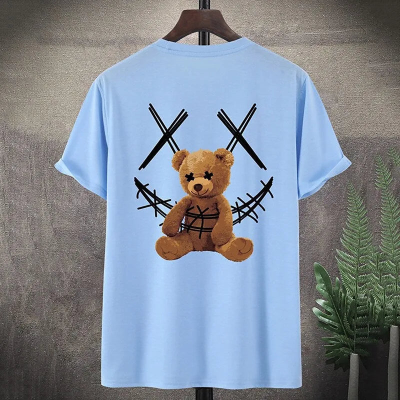 Fashion 3D short sleeved T shirt with cartoon print in polyester fibre, size S to 6XL, five colours