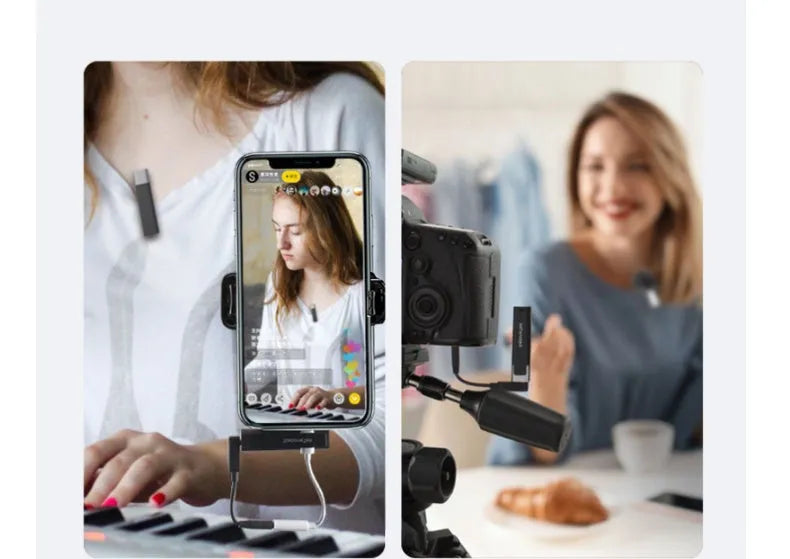 SmartMike+ wireless Bluetooth lavalier microphone for mobile phone Vlog recording, available in Black or White