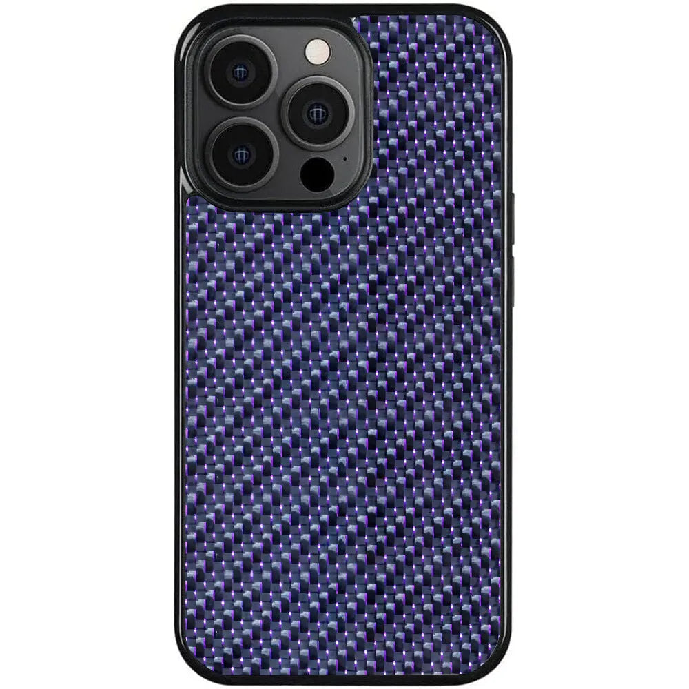 Carbon fibre 3K twill phone case in blue with TPU bumper for iPhone