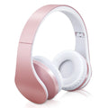 Wireless Bluetooth headset with 10 metre range, bilateral stereo, IPX3, 9 hour battery, in black red, black blue, gold or rose gold.