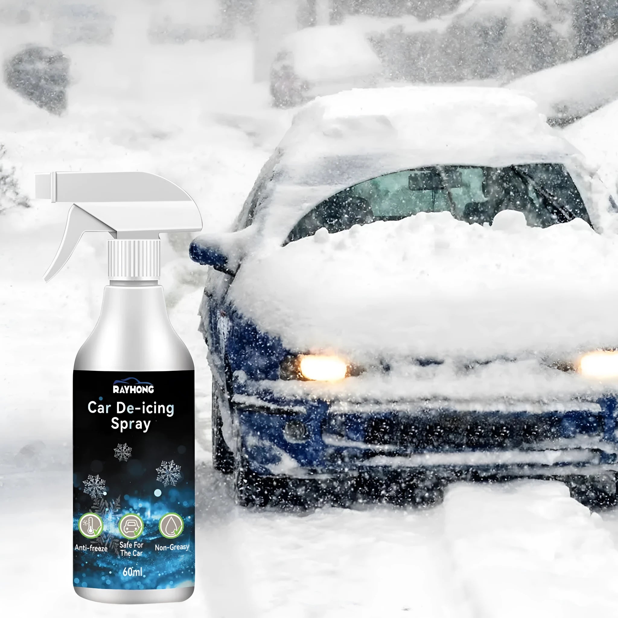 60ml car window deicing spray bottle for winter snow and ice removal