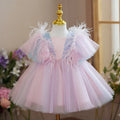 Girls' high-end princess dress in pink and blue for flower girls, polyester fibre, 80-160cm