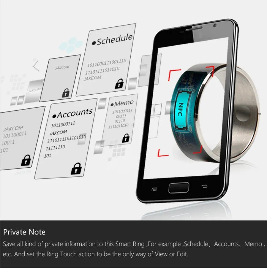 R3F Smart Ring NFC wearable with digital business card functionality in glazed black finish
