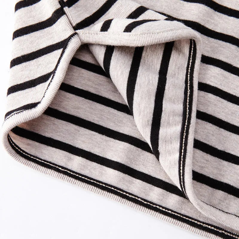 Striped long sleeve cotton t-shirt for baby girls in black or red colours