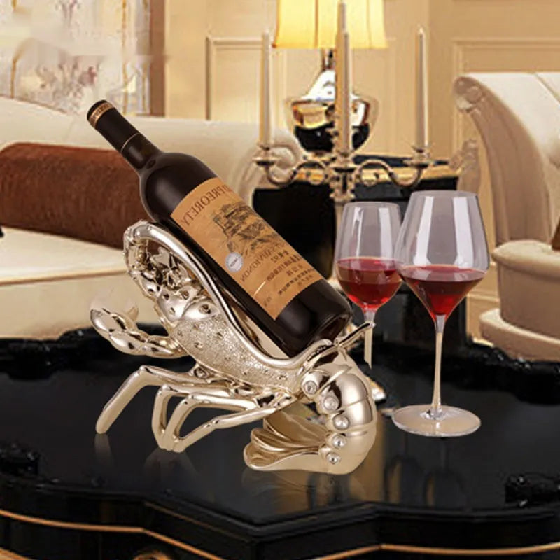 Lobster-shaped wine rack ornament in rose gold or silver resin and plastic decorative craft