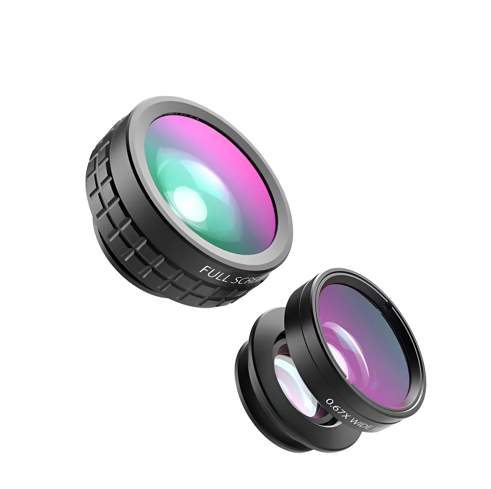 Aukey PL-A1 three-in-one camera lens set including fisheye, wide angle, and macro lenses with carrying case