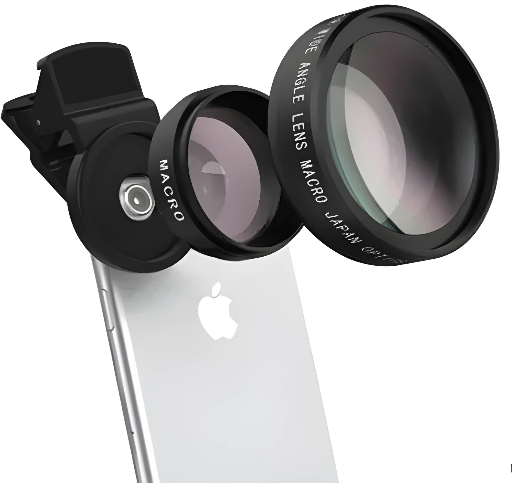 Black mobile phone wide-angle macro lens with aluminium alloy and optical glass, 0.45X and 10x magnification