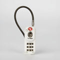 Black zinc alloy combination padlock for trolley case showing 3-digit dials and wire loop.