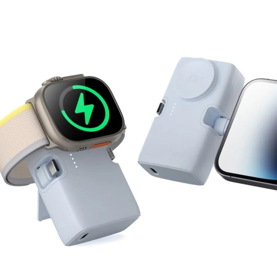Compact plastic wireless power bank with 5000mAh capacity for portable charging