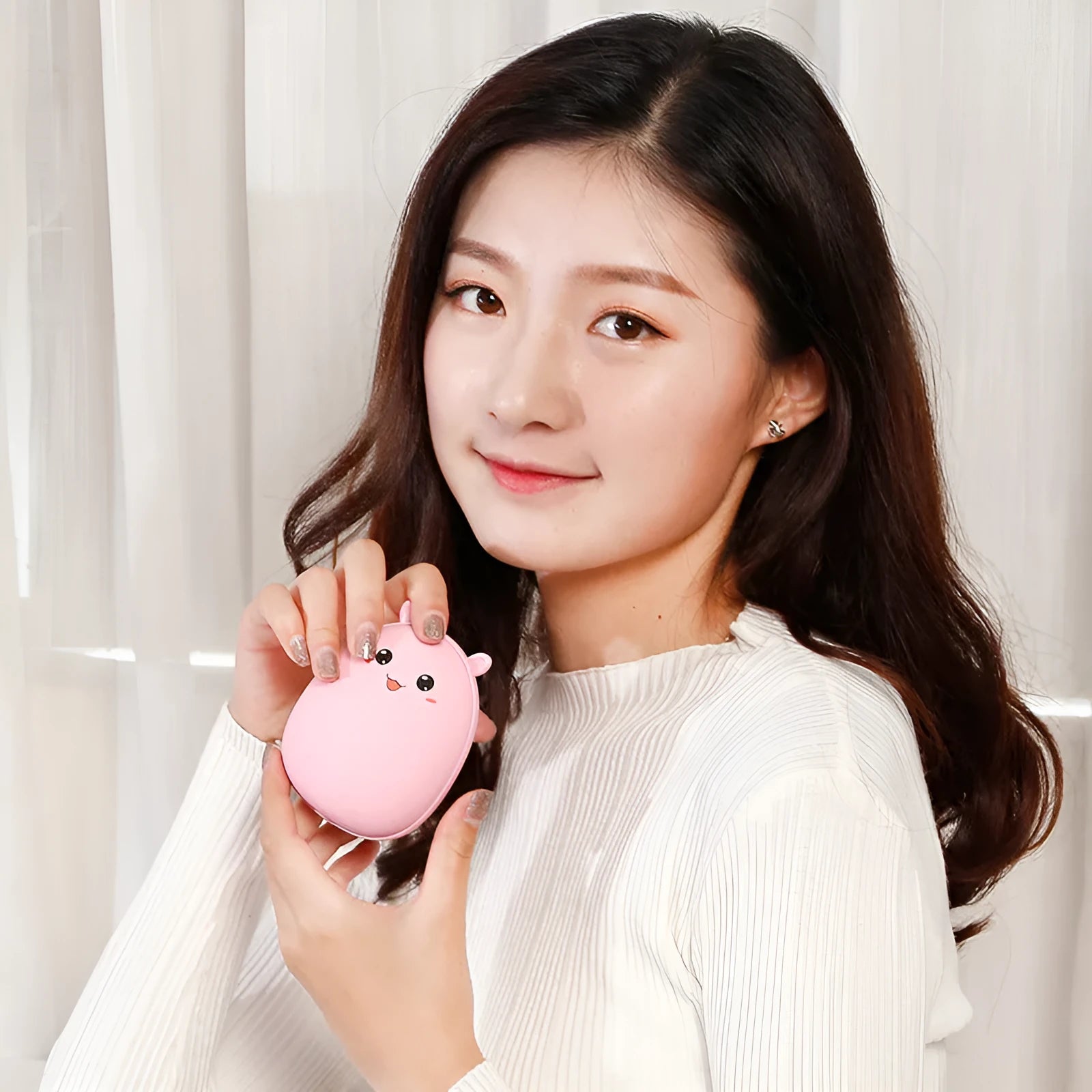 Multifunctional hand warmer with 2600mAh power bank in brown, 10.5x8x5cm portable heater