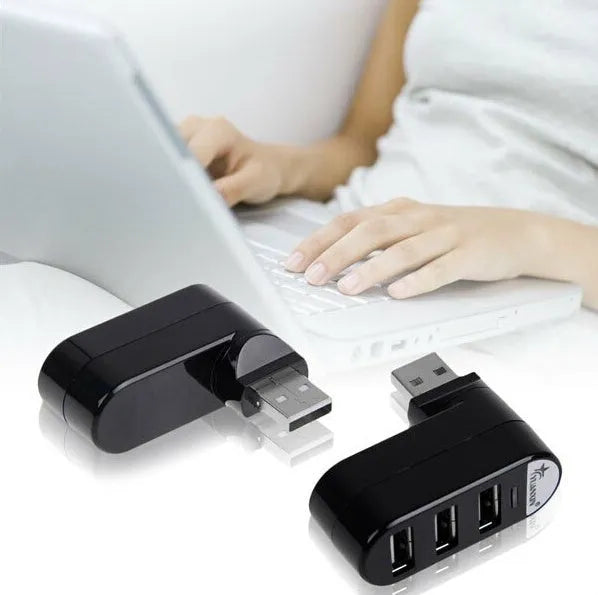 USB 2.0 hub with spinning colour design in black and white options showing multiple ports
