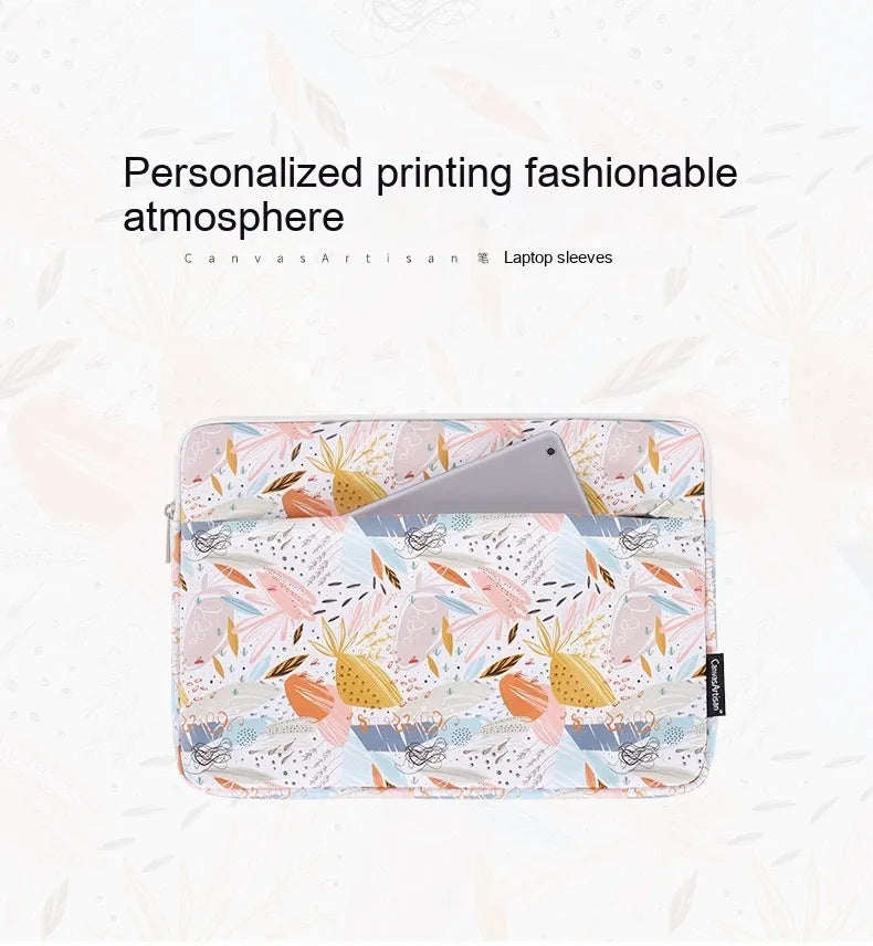 White PU leather waterproof 14 inch laptop inner bag or sleeve for anti-seismic protection.