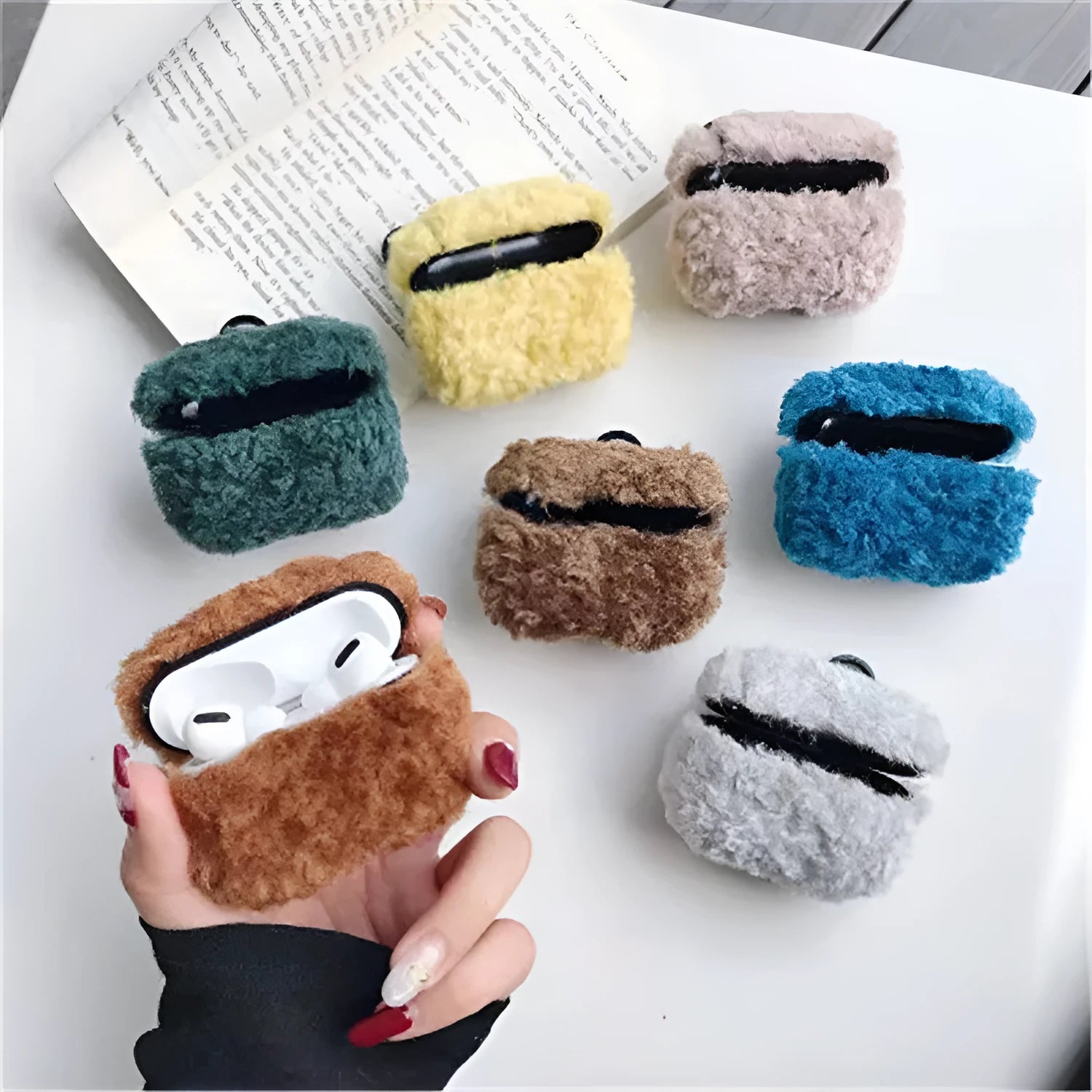 Simple lamb design AirPods protector cover in blue colour for compatible Apple wireless headphones