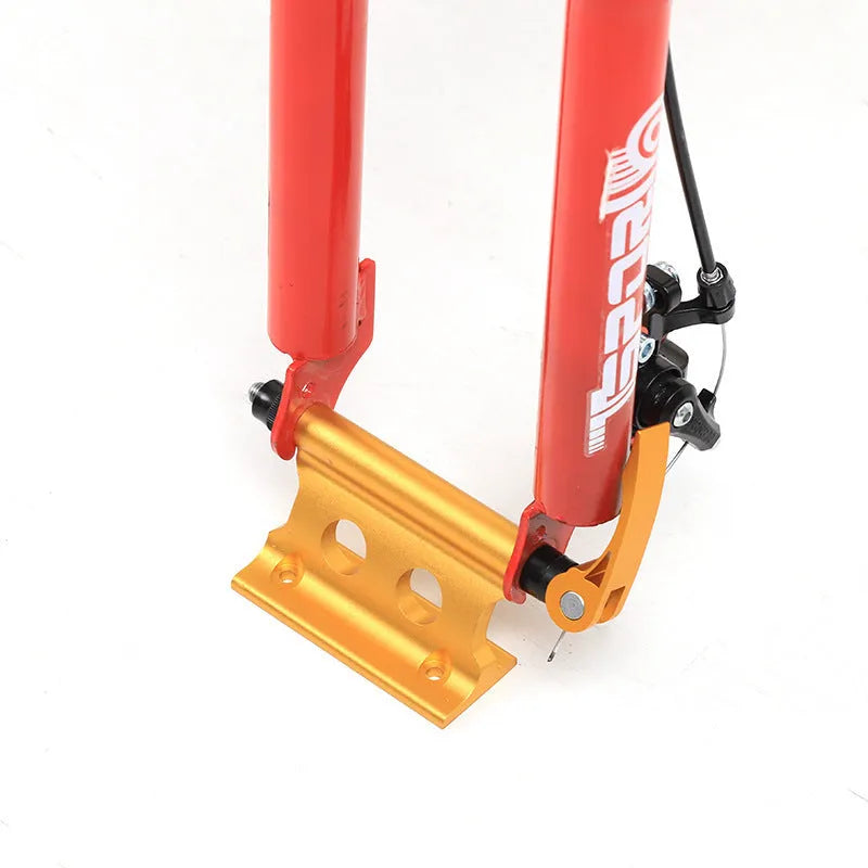 Silver metal bicycle front fork quick-release fixing clip for secure transport