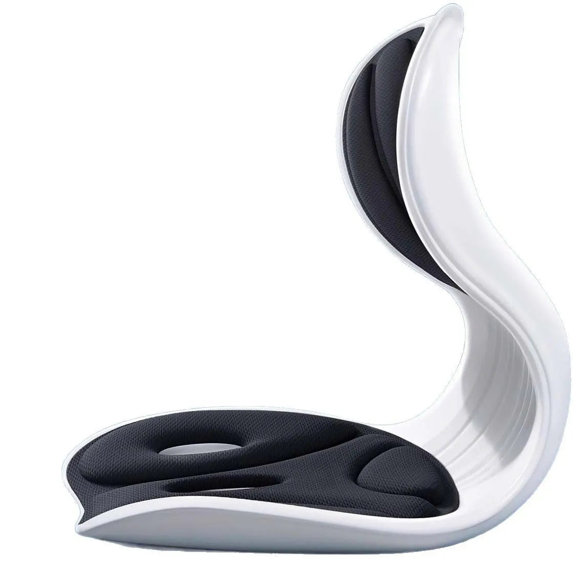 Grey lumbar support cushion with sponge filler for back comfort during extended sitting
