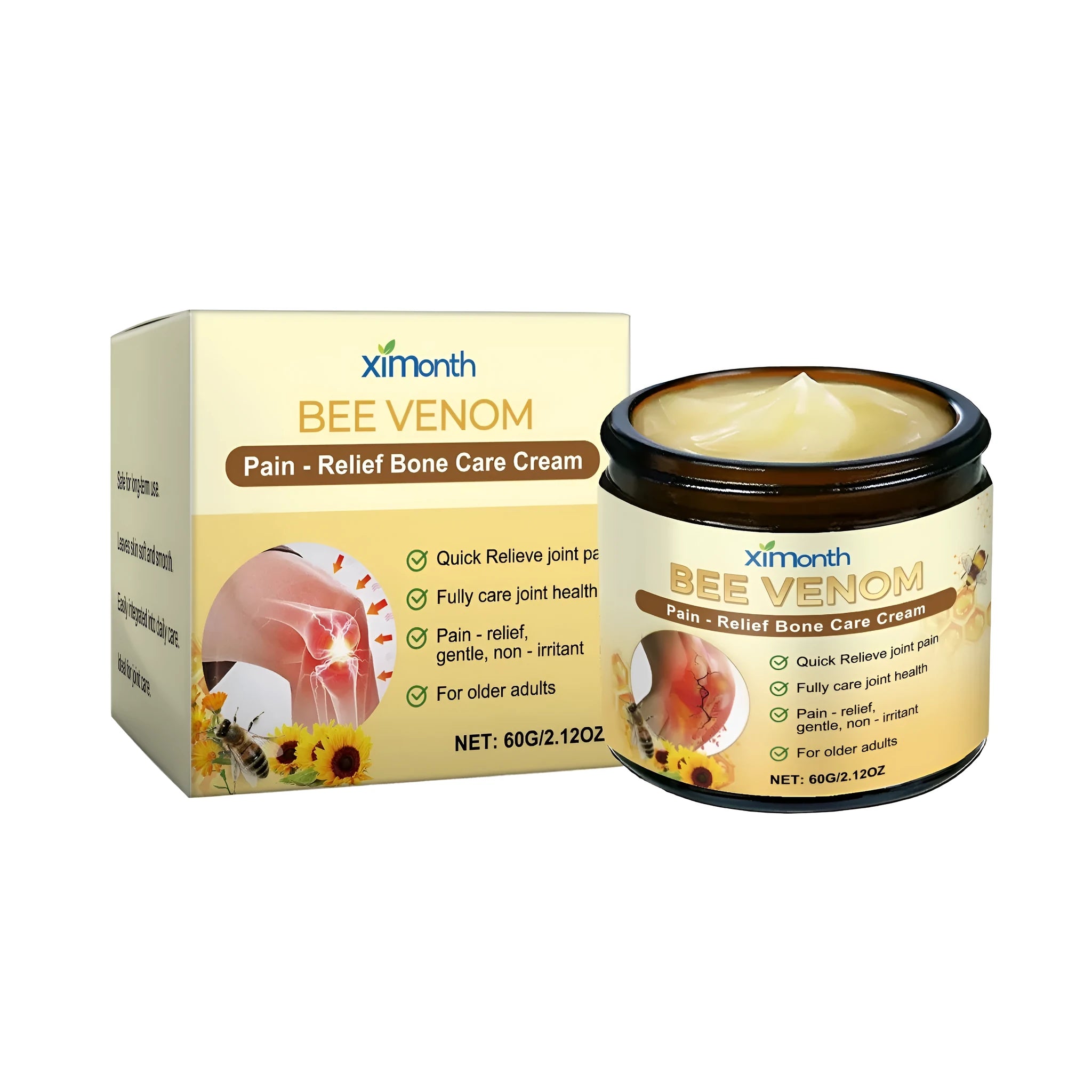 60g tube of bee venom and arnia joint pain relief cream for topical application