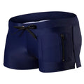 Men's black high-waist swimming trunks with a lace-up front closure