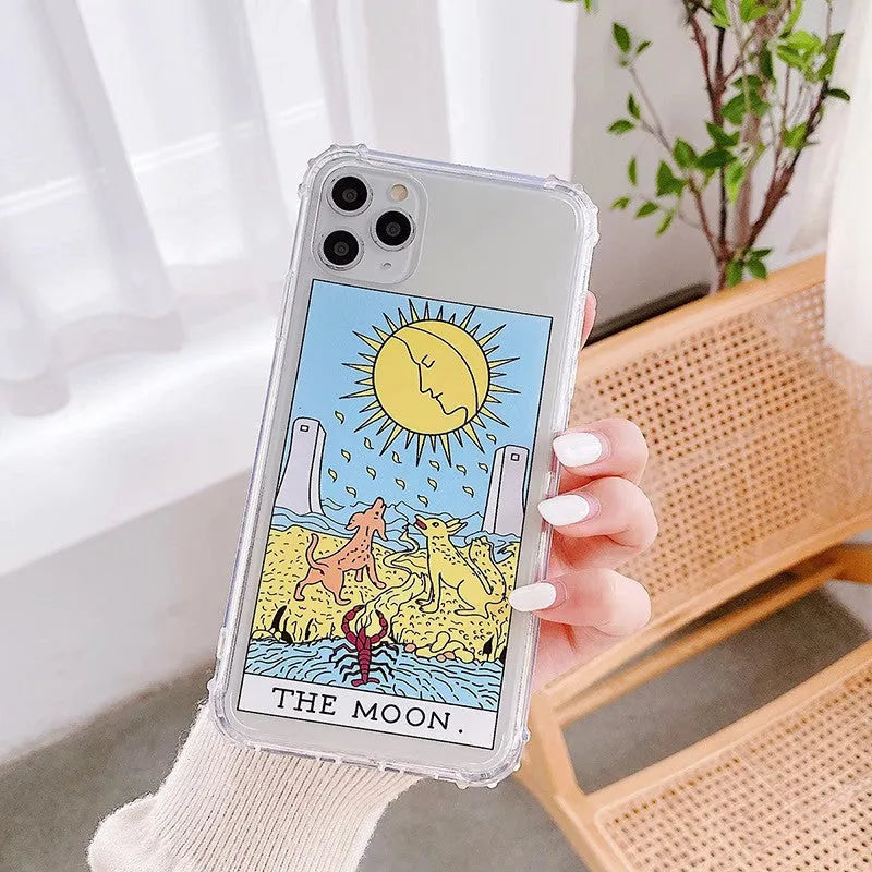 Creative Mythology Comic iPhone case with retro cartoon graffiti design in sun or moon colour