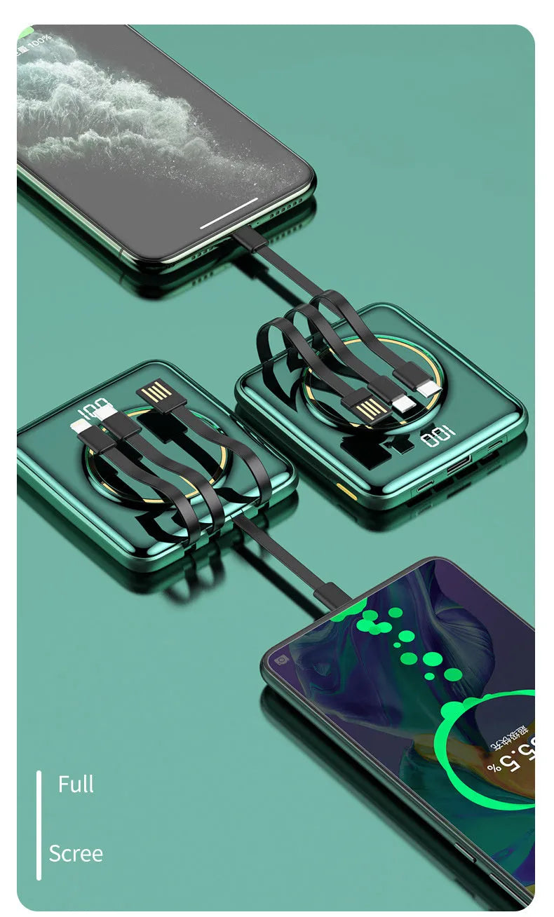 20000mAh PD fast charging power bank with LCD display in black, green, or red plastic housing
