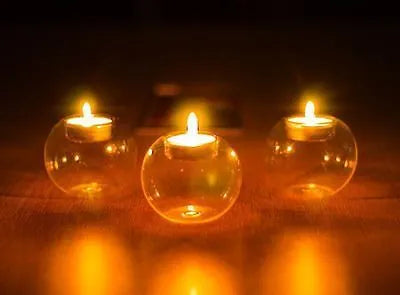 Europe style round hollow glass candle holder ball vase in handmade hot glass frying table construction