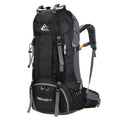 60L waterproof outdoor shoulder bag in black, polyester material, with shoulder straps and spacious main compartment