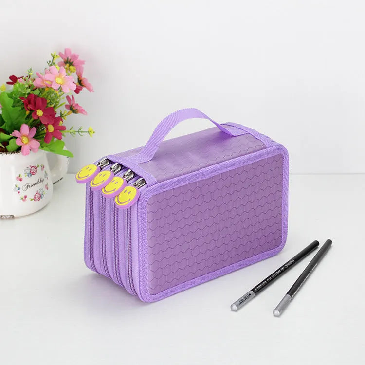 Secret Garden Oxford cloth pencil case in black, 20x12.5x8.2cm, with zip closure
