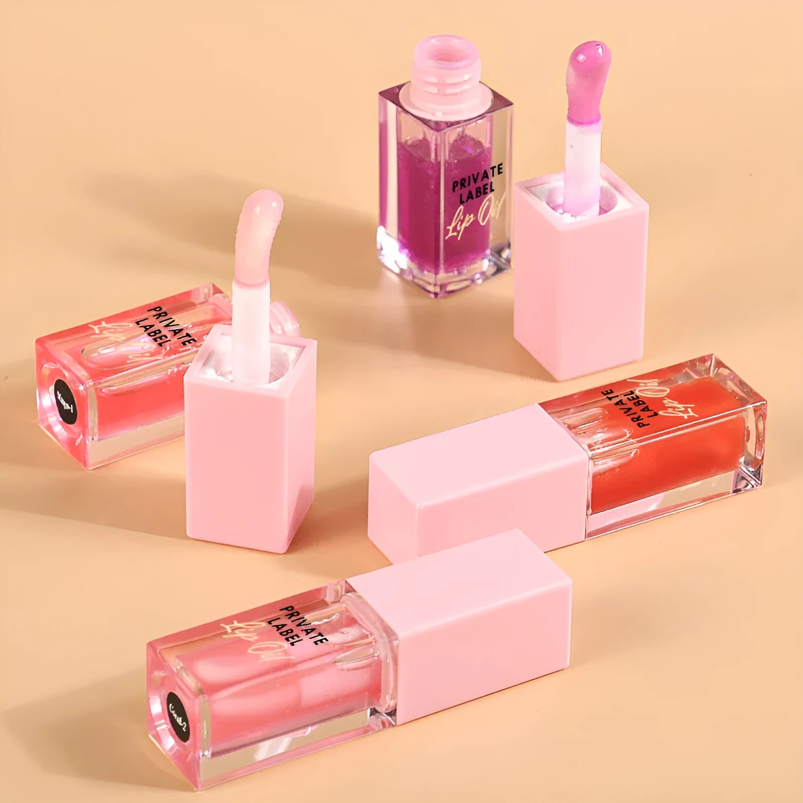 Women's simple natural transparent lip gloss set with six 6ML flavour tubes