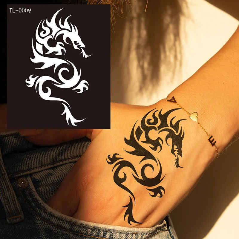 85 x 100mm hollow tattoo sticker, printed geometric decoration, single piece pack
