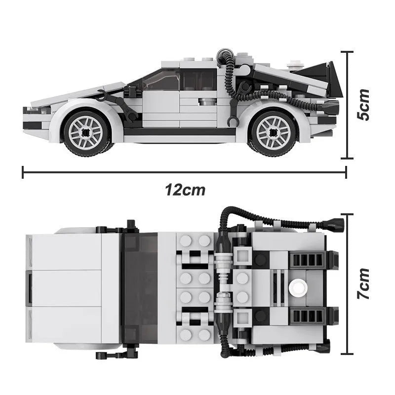 Plastic Back To The Future time machine building block toy in net pocket packaging for teenagers 7-14 years old