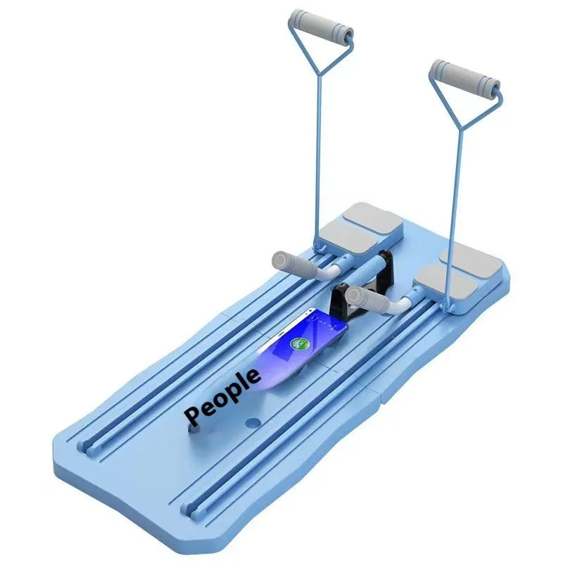 Multifunctional five-in-one fitness training board with abdominal wheel in blue or pink colour