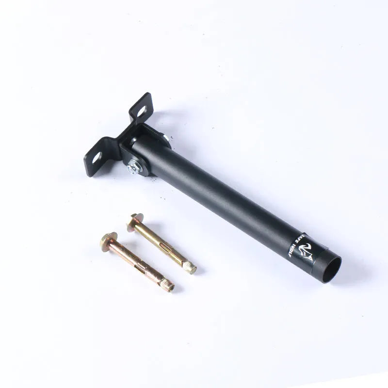 Steel wall-mounted rack with 25 vertical tubes for storing airsoft or paintball gun barrels.