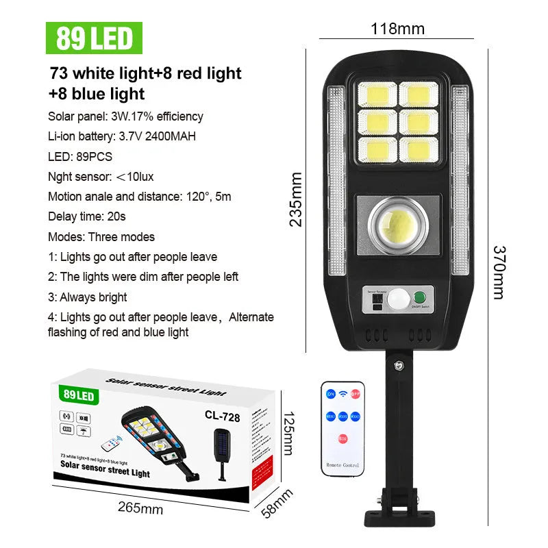 Outdoor solar street light with colourful warning, 20W COB, IP65, European style for garden use