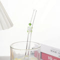 Turtle-shaped high borosilicate glass elbow straw for children in assorted colours