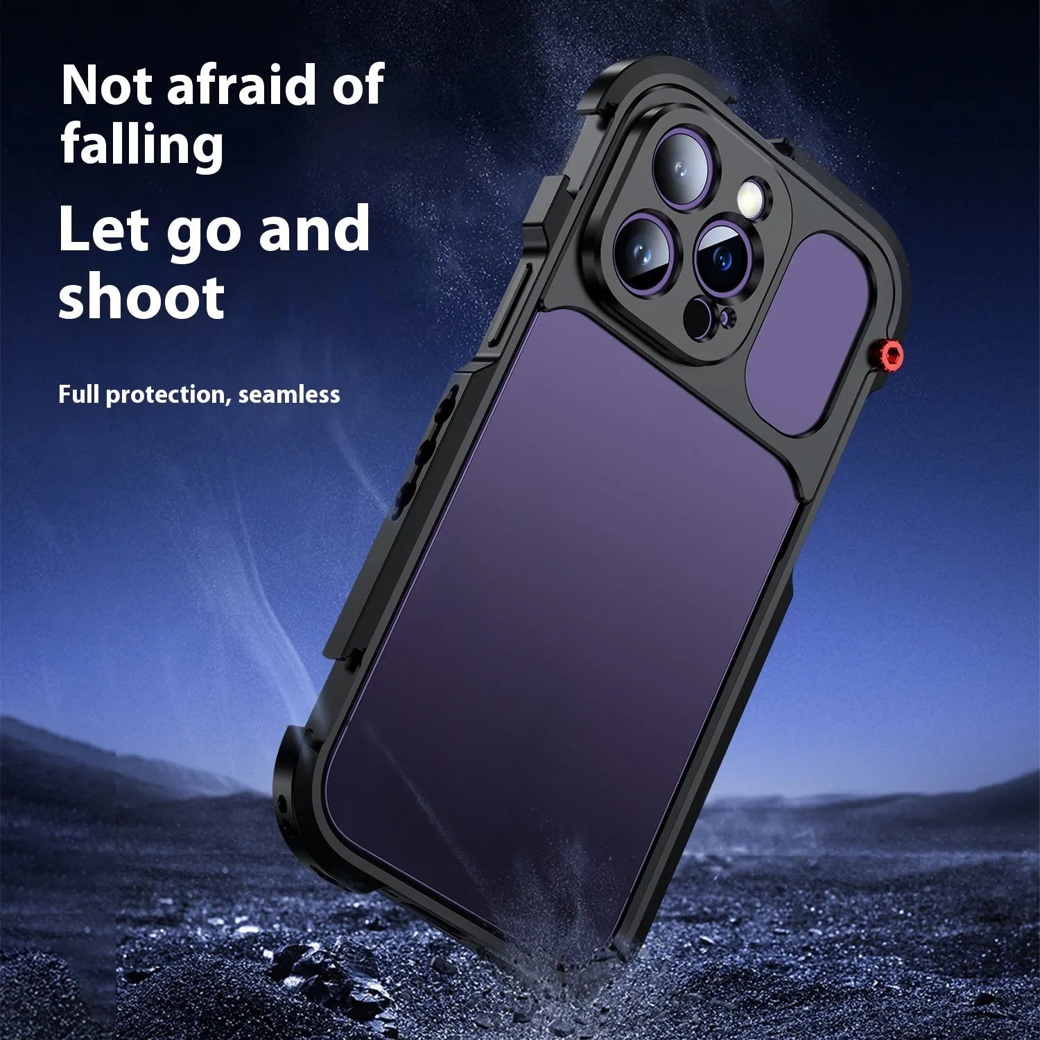 Aluminium alloy camera cage for iPhone Pro models with external filter, fill light, tripod and microphone mounts