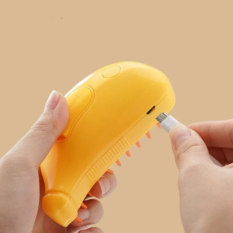 3 in 1 pet steam brush for cats and dogs USB rechargeable grooming comb green colour