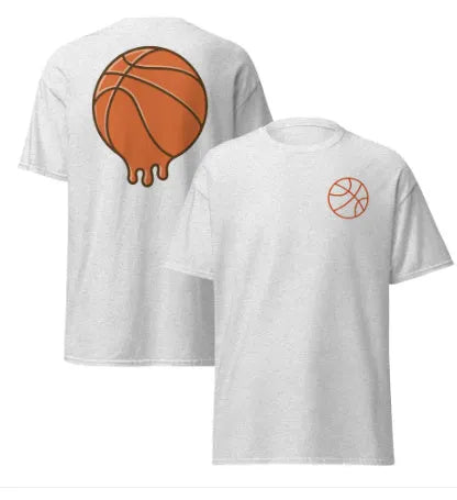 Men's maroon polyester mesh short-sleeved t-shirt with a ball pattern, laid flat.
