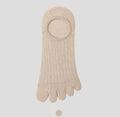 Five-finger boat socks in modal cotton, shown in black, dark grey, light grey, khaki, and white colour options.