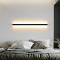 80cm long black aluminium LED strip wall lamp with a PC light shade mounted on a wall.