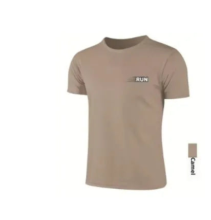Men's football short sleeve polyester t-shirt in army green with letter pattern, pullover style, front view