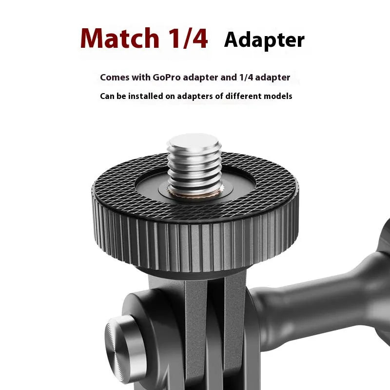Sports camera bicycle clamp mount for Pocket3 and Action 5 pro with TPU cushion and silicone pads on handlebar