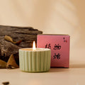 Indoor soy aromatherapy candle in ceramic cup, available in twelve scents and six colours