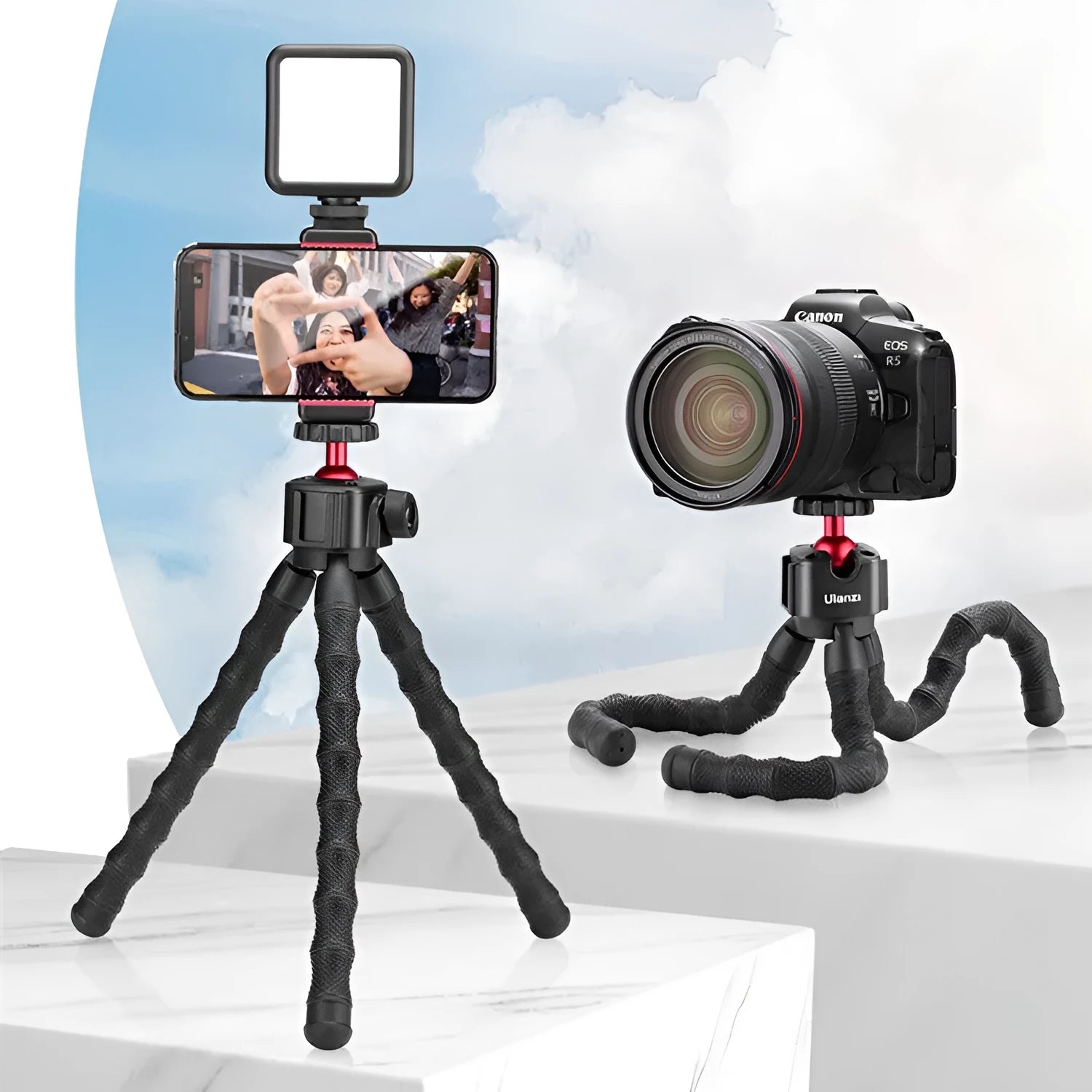 Multifunctional VLOG suite box containing a tripod and a 2985 colour set for photography and video.