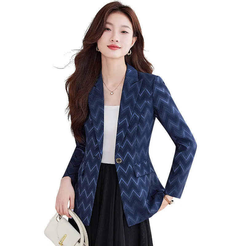 Women's slim fit suit coat in blue, black or white, spandex, non-ironing, regular sleeves, sizes S-4XL