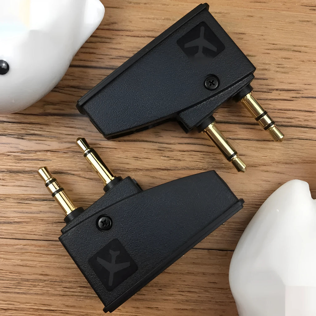 Aviation headphone plug with noise reduction, available in neutral or BOSE logo options