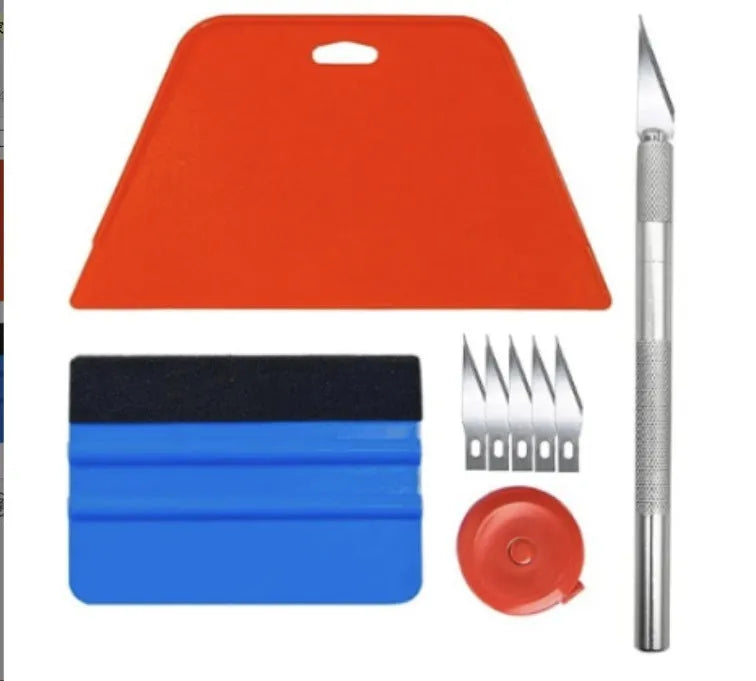 10-piece plastic car film smoothing tool set with squeegee and Teflon blade