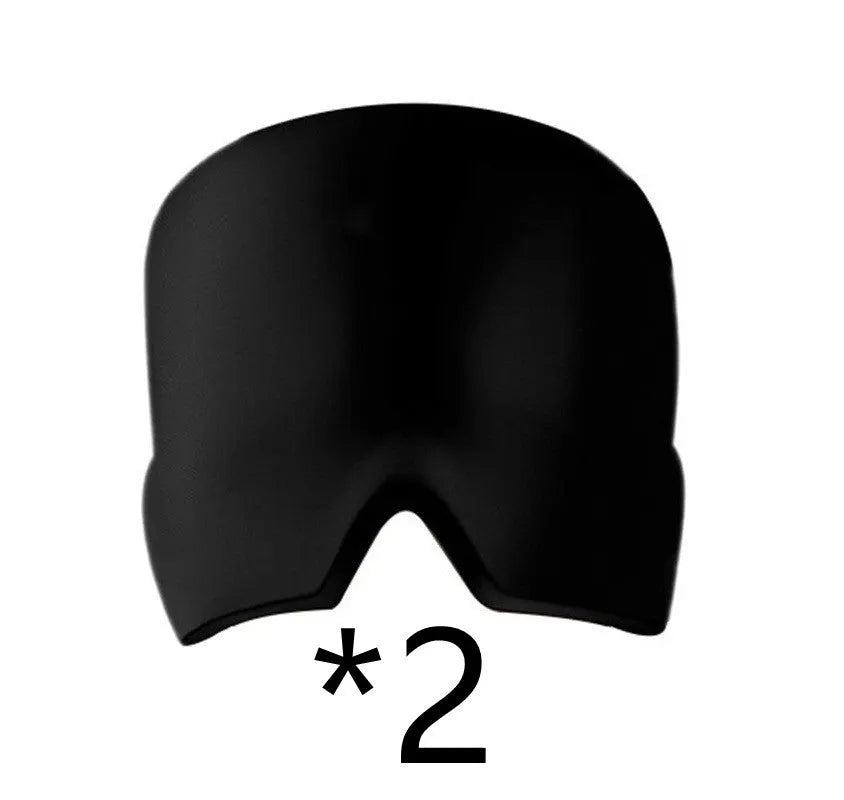 Black elastic cloth gel eye mask with adjustable headband for cold compress headache relief